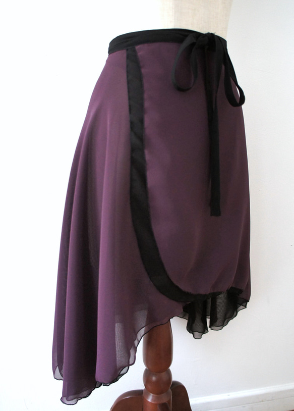 芭蕾裹身裙 [Reversible Black x Bordeaux 62-88] D126reversibleBKBD 第8張的照片