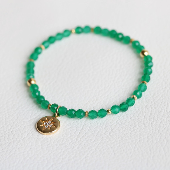 14kgfグリーンオニキス✖️MOP✖️水晶カービングブレスレット グリーンオニキスのブレスレット | siesta jewelry