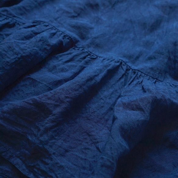 亞麻縮褶襯衫/藍色/遠州紡織 第5張的照片