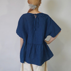 亞麻縮褶襯衫/藍色/遠州紡織 第11張的照片