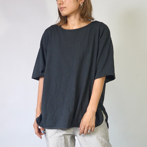 ビッグシルエットTシャツ/ブラック/愛知県産スラブニット Tシャツ