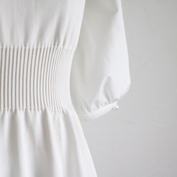 【僅限36號！ ] WHOLEGARMENT 不同材質珍珠泡泡袖洋裝 [白色] 第10張的照片