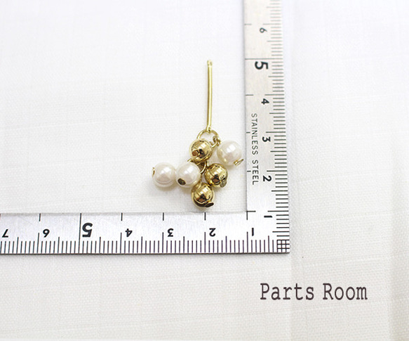 [2 件] 金屬和珍珠球零件 [金色]-mt-3674 第5張的照片