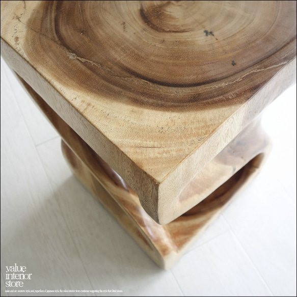 無垢材 ウェーブスツールWNA イス 天然木 椅子 ベンチ 木製スツール ナチュラル 天然木 モンキーポッド 2枚目の画像