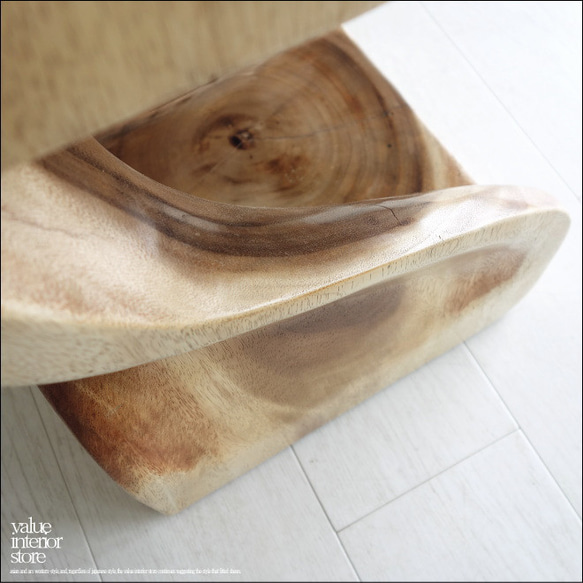 無垢材 ウェーブスツールWNA イス 天然木 椅子 ベンチ 木製スツール ナチュラル 天然木 モンキーポッド 3枚目の画像