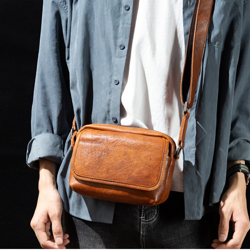 男性用植物タンニン鞣しメッセンジャーバッグ 男性用本革ショルダー