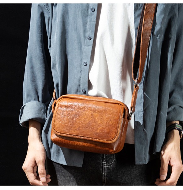 男性用植物タンニン鞣しメッセンジャーバッグ 男性用本革ショルダー
