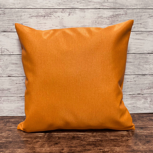 ファブリック調（布地調）オレンジ 合皮 無地 クッションカバー 45×45
