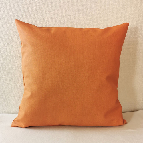 ファブリック調（布地調）オレンジ 合皮 無地 クッションカバー 45×45
