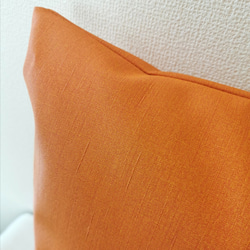 ファブリック調（布地調）オレンジ 合皮 無地 クッションカバー 45×45㎝ ファスナー付 2枚目の画像