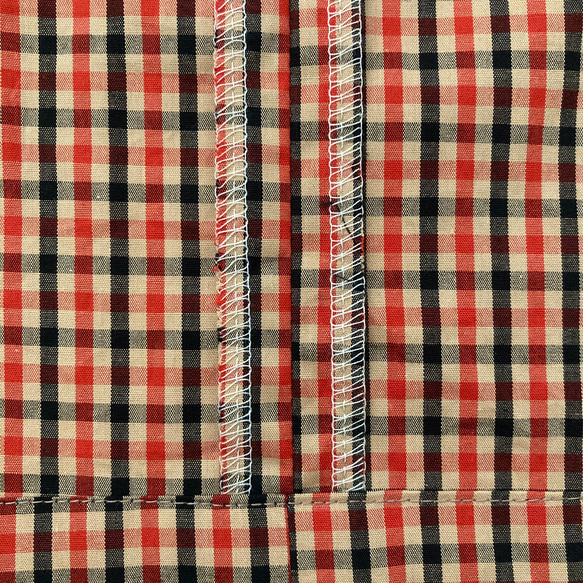 播州織 レトロなタータンチェックスカート ベージュ×赤黒チェック Sサイズ 5枚目の画像