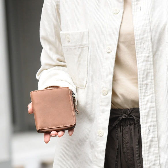 【在庫限りのビッグセール】本革 長財布 TIDY mini l字ファスナー アンバー HAW015-OS 4枚目の画像
