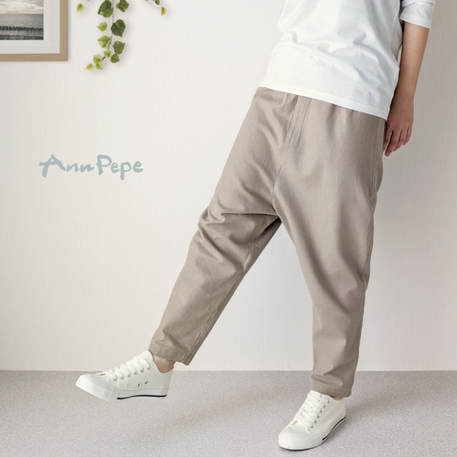 再販＊ 太さ・股上も選べる♧サルエルパンツ／さらふわ綿麻コットン