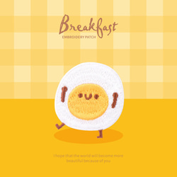 【1枚選ぶ】『朝食の刺繍ワッペン/手帳シール』breakfast 焼き卵　アボカド　パン　アイロン不要/シールタイプ ア 5枚目の画像