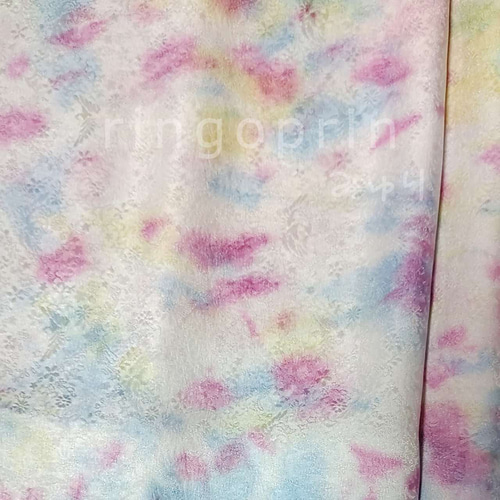 正絹 まだら染め 手染め布 37cm×25cm 1枚（正絹-2）ピンク、水色、黄色  