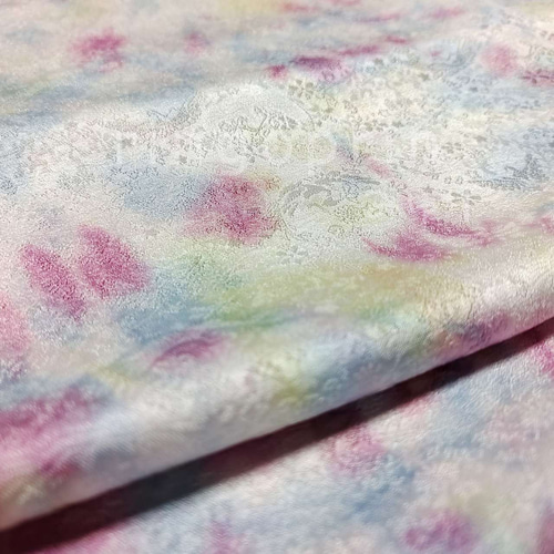 正絹 まだら染め 手染め布 37cm×25cm 1枚（正絹-2）ピンク、水色、黄色  