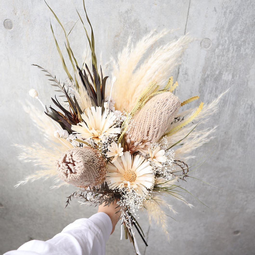 おしゃれ花嫁のパンパスグラスブーケ♡ 白無垢 ドライフラワーブーケ