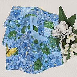 夏色・和柄のマスクカバー『紫陽花・ブルー』   不織布マスクが見えるタイプ 4枚目の画像
