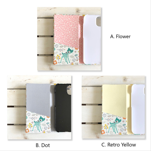 送関込【Harper & Blake】UK発!手帳型スマホケースDeer/鹿バンビ 選べる仕様＊バンビ＊手帳型スマホケース iPhoneケース・カバー