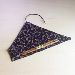 紫小花（黄ビーズ）☆マイ箸包み☆箸入れ☆箸袋 5枚目の画像