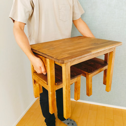 椅子テーブルセット　ダークウォルナット　子供用　キッズチェア2　キッズテーブル　学習机　サイドテーブル　インテリア 4枚目の画像