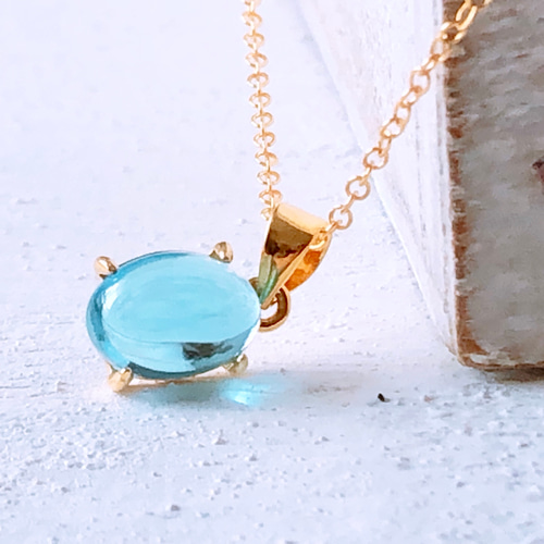 宝石質スイスブルートパーズ14kgf製ネックレス】約40cm 11月誕生石 8