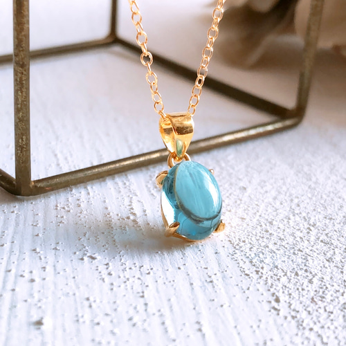 宝石質スイスブルートパーズ14kgf製ネックレス】約40cm 11月誕生石 8