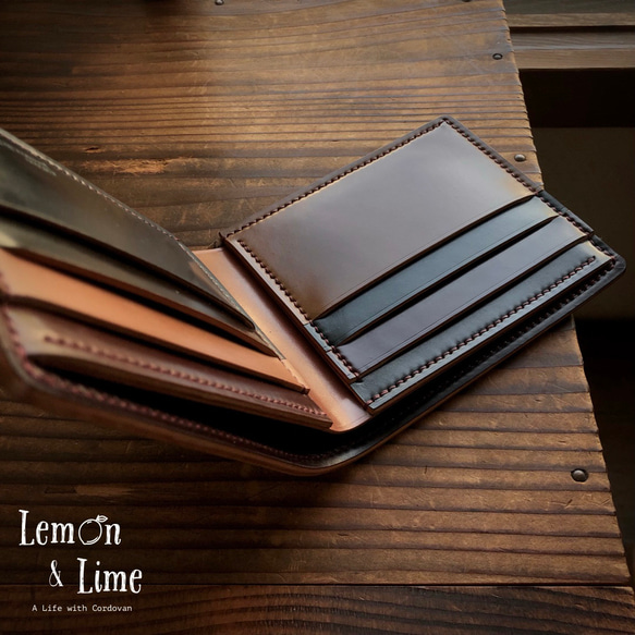  ホーウィンシェルコードバンで作った二折札入れ / Shell Classic Bifold, Horween【受注製作】