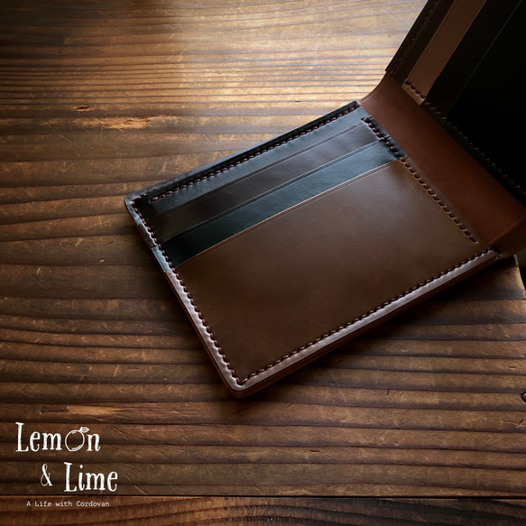  ホーウィンシェルコードバンで作った二折札入れ / Shell Classic Bifold, Horween【受注製作】