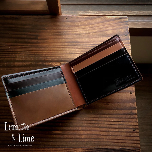  ホーウィンシェルコードバンで作った二折札入れ / Shell Classic Bifold, Horween【受注製作】