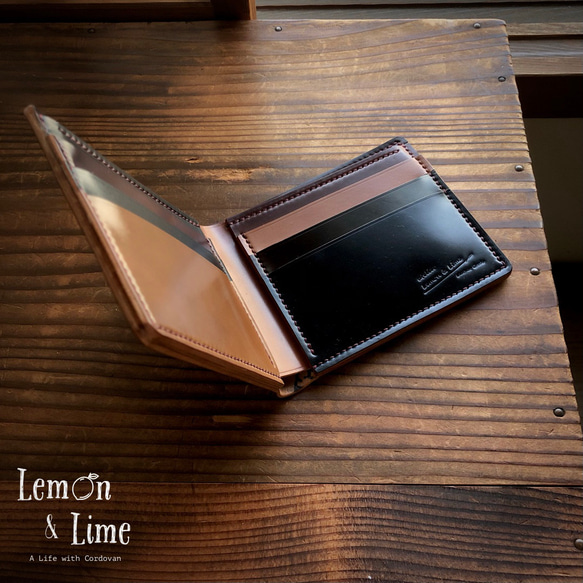  ホーウィンシェルコードバンで作った二折札入れ / Shell Classic Bifold, Horween【受注製作】