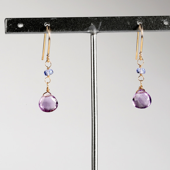 紫水晶和坦桑石耳環/耳環/K14GF（金屬配件可更換） 第3張的照片