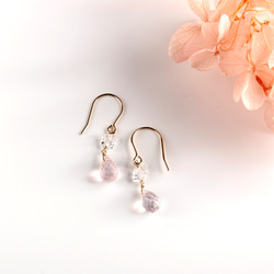 ローズクォーツとハーキマーのピアス/K14GF（金具交換OK） ピアス