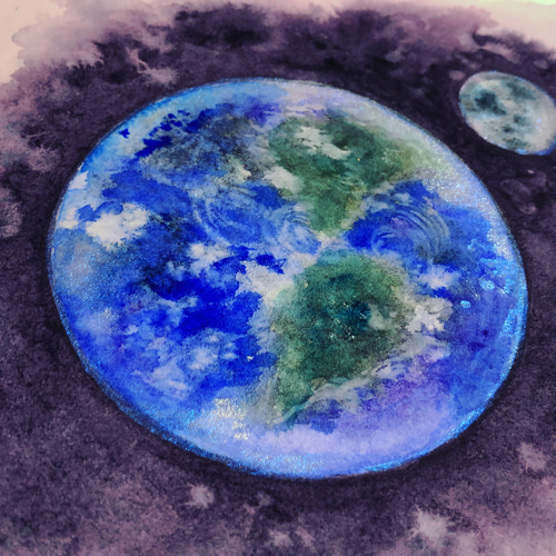 The Earth 地球 水彩原画 ギフト イラスト 絵画 Annie