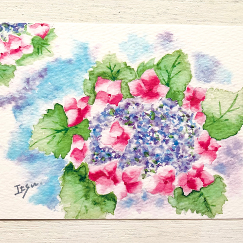 紫陽花の水彩画 フレーム付き 紫陽花の水彩画 フレーム付き フレーム付き 紫陽花の水彩画