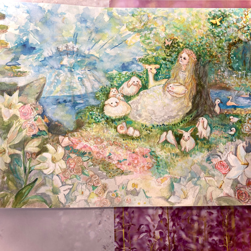 森の子鹿 ハンドメイドパステル画 絵画アート原画