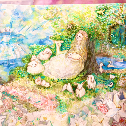 森に生きる ハンドメイドパステル画 絵画アート原画
