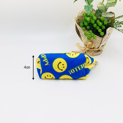 ラスト1点【再販】ミニポーチ☆スマイル&ハート柄（ブルー）小銭入れ　イヤフォンケース 4枚目の画像