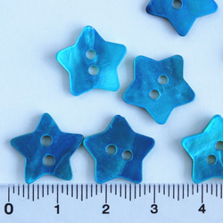 (3個) 15mm 星の貝ボタン フランス製 ブルー ＊ 天然素材 シェルボタン 青 4枚目の画像