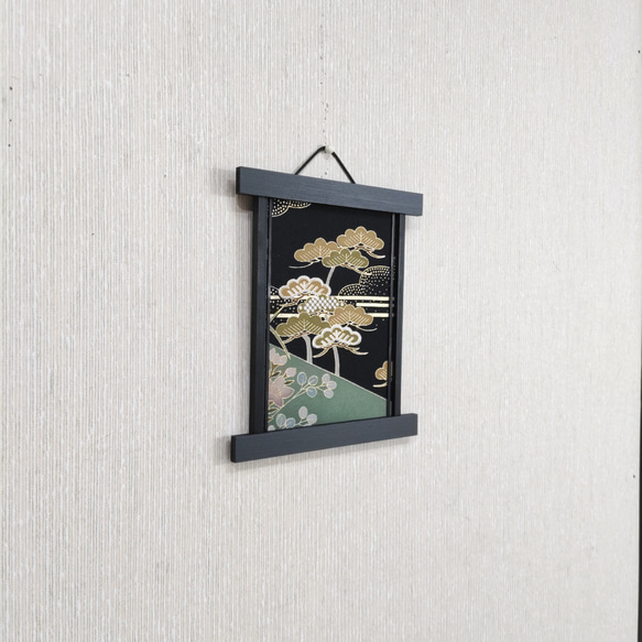 壁掛け　和風 かべ飾り　古布・松模様　NO.45 2枚目の画像