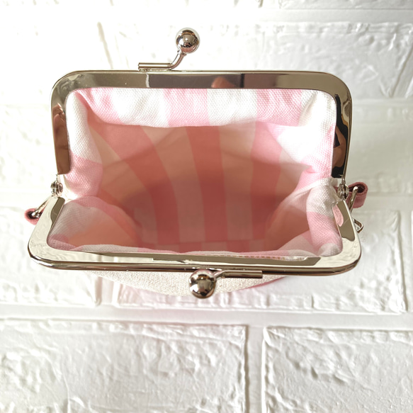 帆布✖️がま口　バイカラーのミニバッグ　ベースカラー　キナリ 3枚目の画像