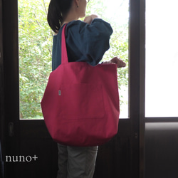 【nuno+】リバーシブル 大きめ shopping bag　ピンク系 2枚目の画像