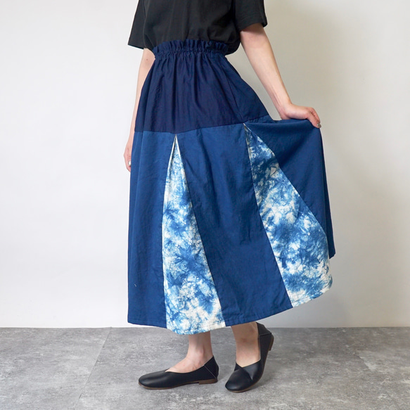 喇叭裙/藍色/三河紡織 第2張的照片