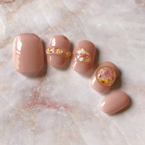 No．53 オーダー ネイルチップ 押し花