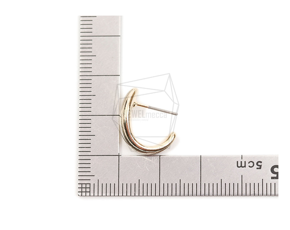 ERG-2098-G [2 件] L 形耳環，L 形耳釘 / 14mm x 17mm 第5張的照片