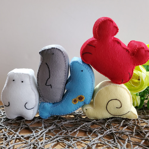 水色犬マスコット フェルト製 受注製作】フェルト♪積み木♪アニマルマスコット♪夏 おもちゃ・人形