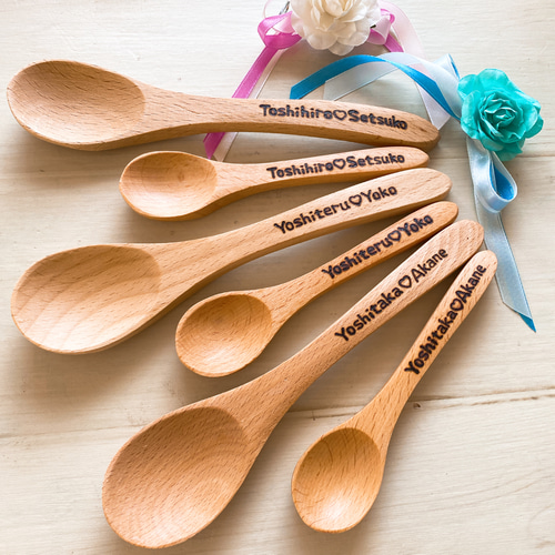 ファーストバイト名入れ新郎新婦スプーンペアセット♡⃜ウッド