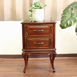 マホガニー チェスト 2段 無垢 木製 猫脚 キャビネット 電話台 花台