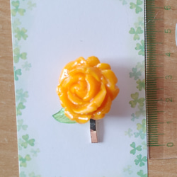 【ハンドメイド】黄色薔薇 ポニーフック 4枚目の画像