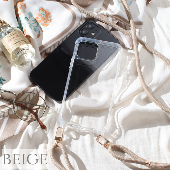 iPhoneケース ショルダー ストラップ付き 16 15 14 13 12 SE クリア 肩掛け おしゃれ シンプル 14枚目の画像